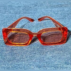 INDY Designer Rectangular Orange Sunglasses UV400 - NUTRL x INDY Collaboration